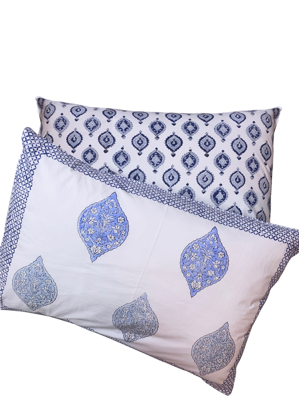Seher Premium Cotton Block Print King Size Bedsheet + 2 Pillow Covers