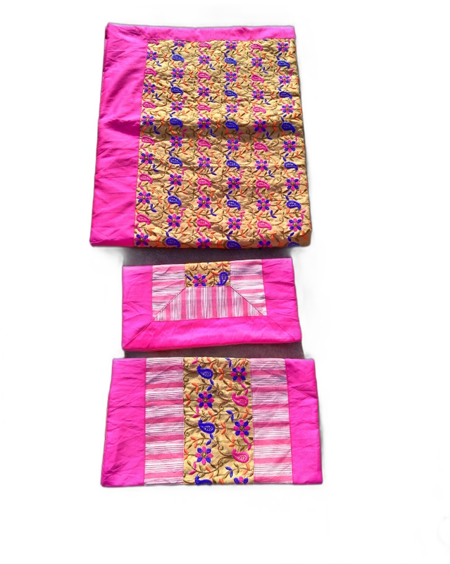 Soft Silk Embroidery Indian King Size 90×108 Bedcover With 2 Pillow Cover And 2 Cushion Cover Set 90×108b Inch