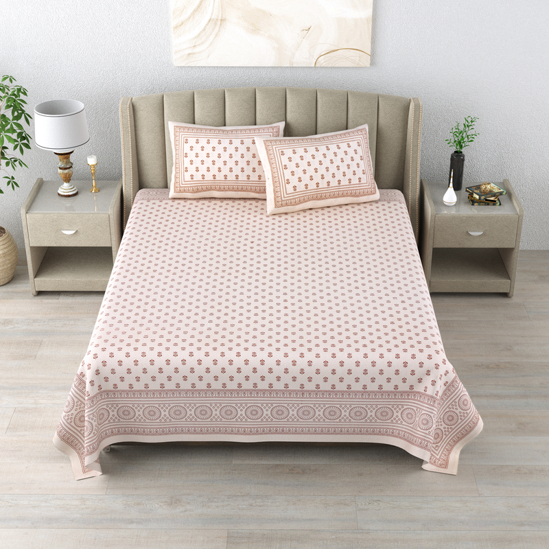 Decama 300 TC Premium 100% Cotton King Size Bedsheet with 2 Pillow covers- 90 x 108 Inches - Royal Red